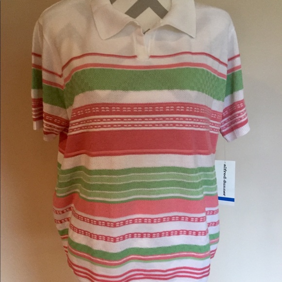 LADIES ALFRED DUNNER KNIT STRIPE TOP-BRAND NEW -XL - Picture 1 of 8
